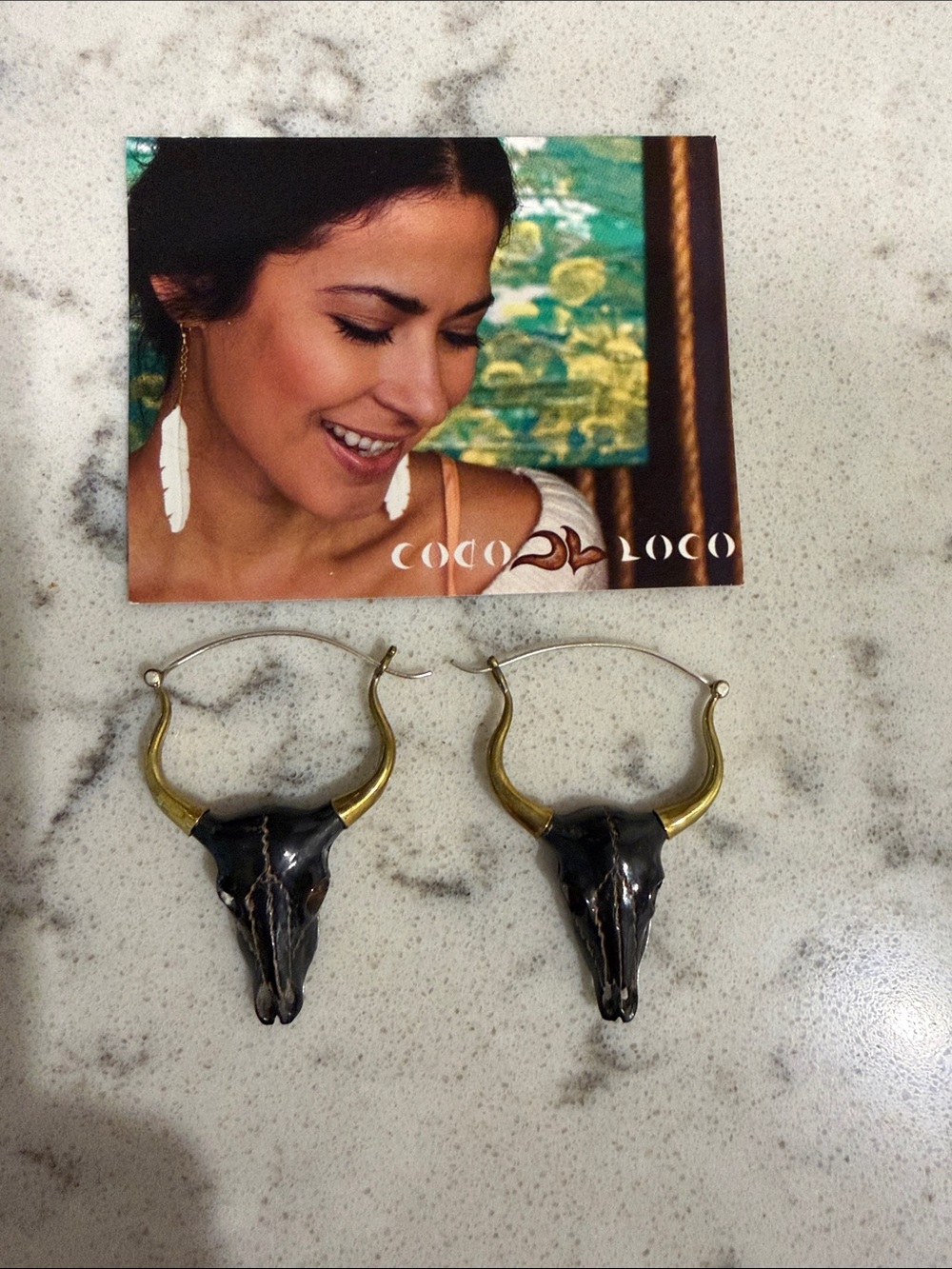 Coco Loco Buffalo Horn Bull Skull Hoop Earrings – NWT | Boho Western Statement